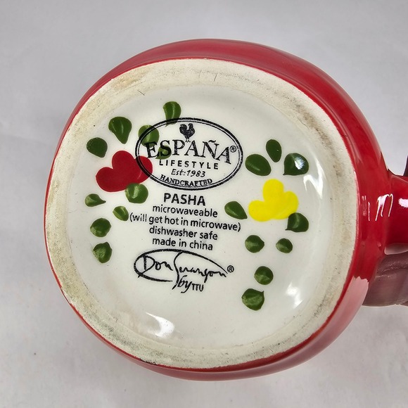 Espana Lifestyle Pasha Handcrafted‎ Red Floral Mug Microwaveable Dishwasher Safe - Picture 4 of 9